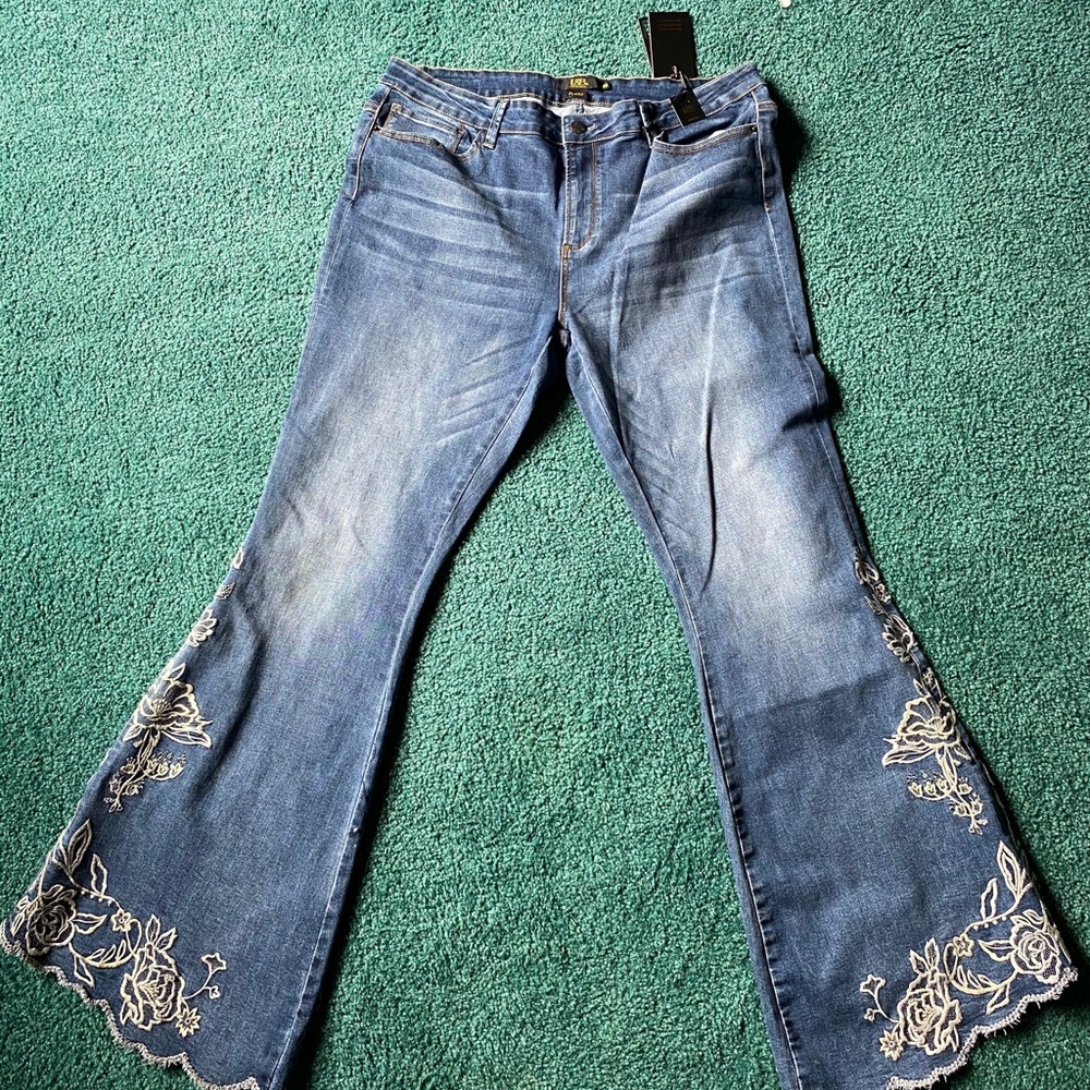 L&B flares with floral detailing